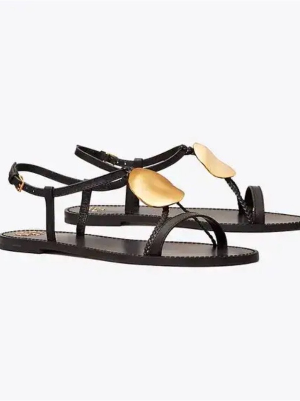 Tory Burch Patos Gold Medallion Braided Strappy Sandals 9